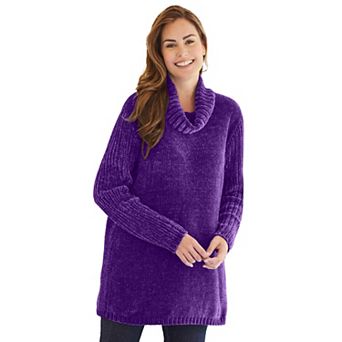 Woman Within Plus Size Chenille Cowlneck