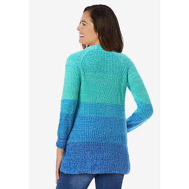 Woman Within Women's Plus Size Ombre Shaker Cardigan