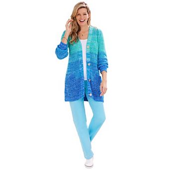 Woman Within Plus Size Ombre Shaker Cardigan Sweater