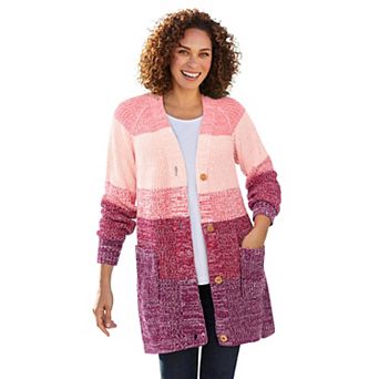 Woman Within Plus Size Ombre Shaker Cardigan