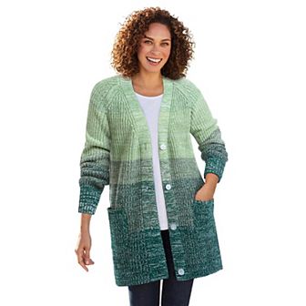 Woman Within Plus Size Ombre Shaker Cardigan