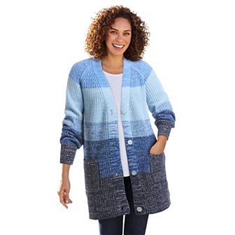 Woman Within Plus Size Ombre Shaker Cardigan
