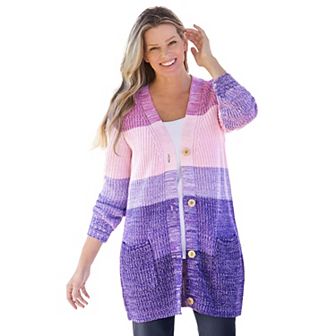 Woman Within Plus Size Ombre Shaker Cardigan