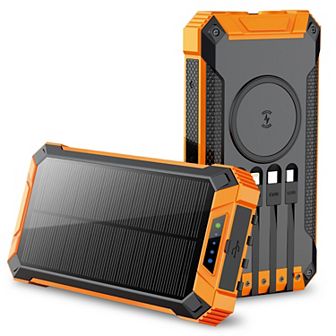 20,000mAh Power Bank- Convenient 4 Built-in Cables & Wireless Charging