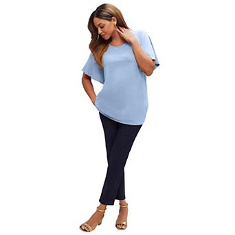 Jessica London Women's Plus Size Stretch Knit Flutter Sleeve Tunic