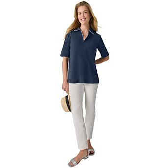 Jessica London Women's Plus Size Stretch Cotton Polo Tee