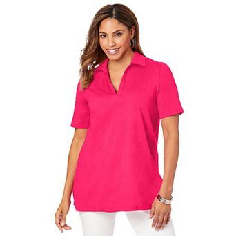 Jessica London Women's Plus Size Stretch Cotton Polo Tee