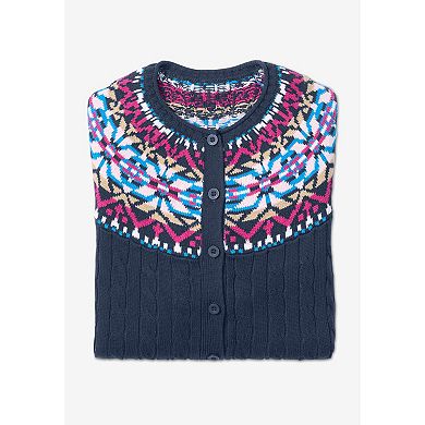 Woman Within Plus Size Fair Isle Cardigan