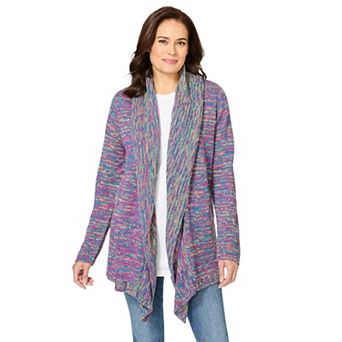 Woman Within Plus Size Multi Marled Cardigan