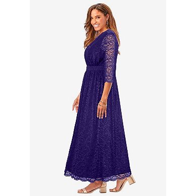 Jessica London Women's Plus Size Stretch Lace Maxi Dress
