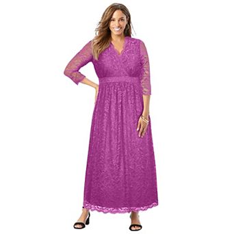 Jessica London Women's Plus Size Stretch Lace Maxi Dress