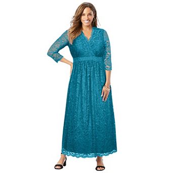Jessica London Women's Plus Size Stretch Lace Maxi Dress