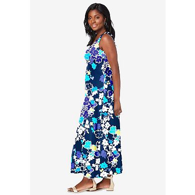 Jessica London Women's Plus Size Petite Stretch Cotton Tank Maxi Dress