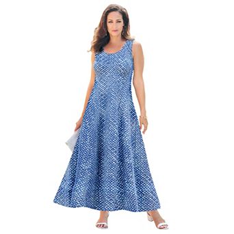 Jessica London Women's Plus Size Stretch Cotton Tank Maxi Dress