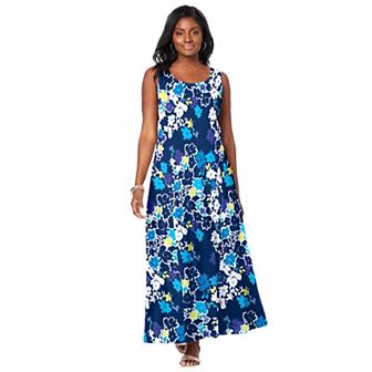 Jessica London Women's Plus Size Petite Stretch Cotton Tank Maxi Dress