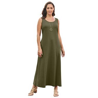 Jessica London Women's Plus Size Petite Stretch Cotton Tank Maxi Dress