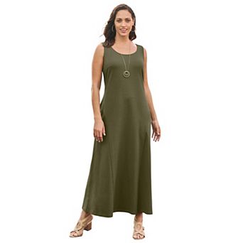 Jessica London Women's Plus Size Stretch Cotton Tank Maxi Dress