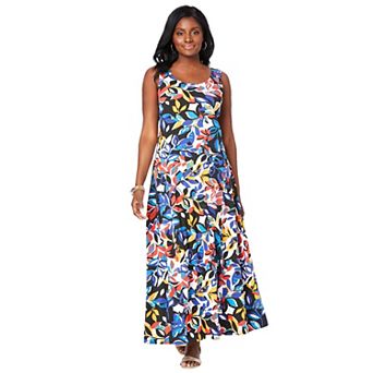 Jessica London Women's Plus Size Stretch Cotton Tank Maxi Dress