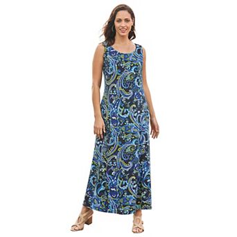 Jessica London Women's Plus Size Stretch Cotton Tank Maxi Dress