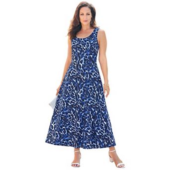 Jessica London Women's Plus Size Petite Stretch Cotton Tank Maxi Dress