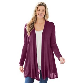 Woman Within Plus Size Lightweight Open Front Cardigan