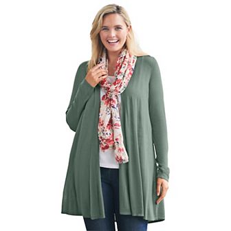 Woman Within Women's Plus Size Lightweight Open Front Cardigan