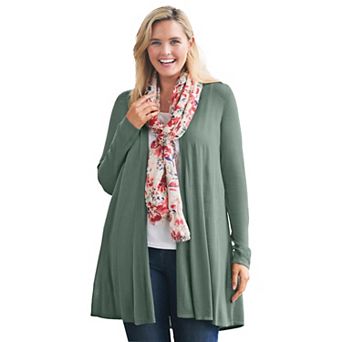 Woman Within Plus Size Lightweight Open Front Cardigan