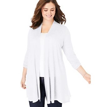 Woman Within Plus Size Lightweight Open Front Cardigan Sweater