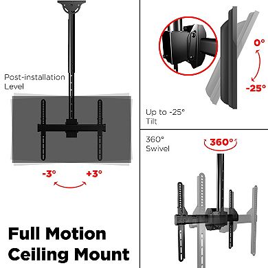 ProMounts Premium Ceiling TV Mount Fits Most 24-55 inch, Holds 110 lbs
