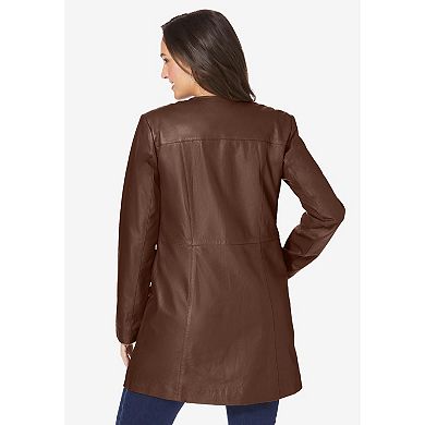 Jessica London Women's Plus Size Three-quarter Leather Jacket