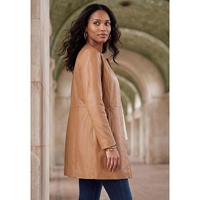 Jessica London Women's Plus Size Three-Quarter Leather Jacket