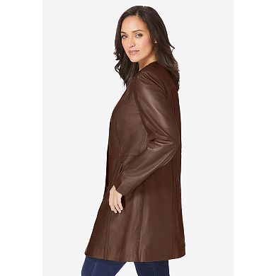 Jessica London Women's Plus Size Three-Quarter Leather Jacket