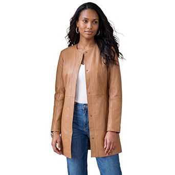 Jessica London Women's Plus Size Three-Quarter Leather Jacket