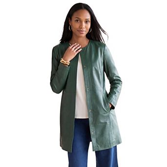 Jessica London Women's Plus Size Three-quarter Leather Jacket