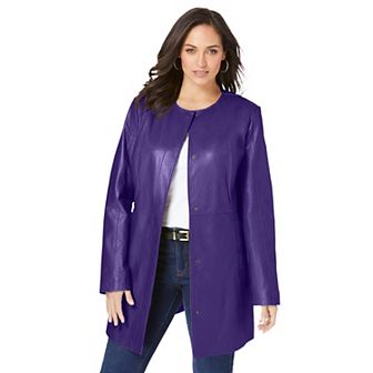 Jessica London Women's Plus Size Three-Quarter Leather Jacket
