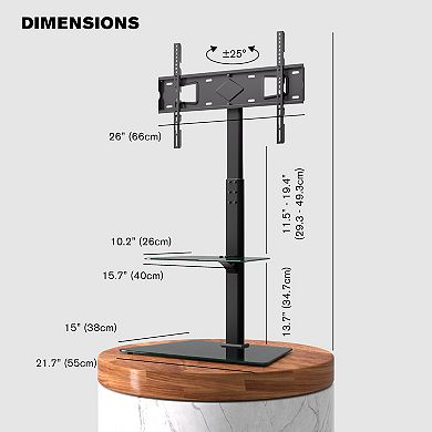 ProMounts Premium Swivel Floor Stand TV Mount with Shelf for 37 to 72 Inch TVs, Holds up to 88Lbs