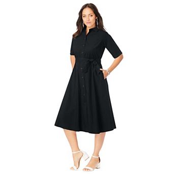 Jessica London Women's Plus Size Stretch Poplin Shirtdress