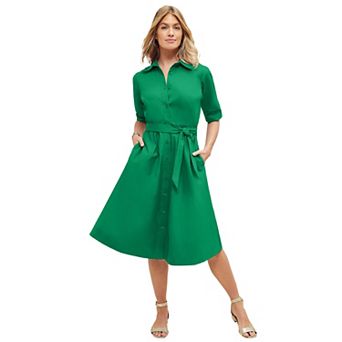 Jessica London Women's Plus Size Stretch Poplin Shirtdress