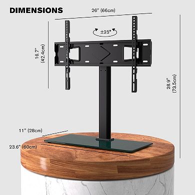 ProMounts Premium Universal Swivel Tabletop TV Stand for 37-72 Inch with Tempered Glass up to 99lbs