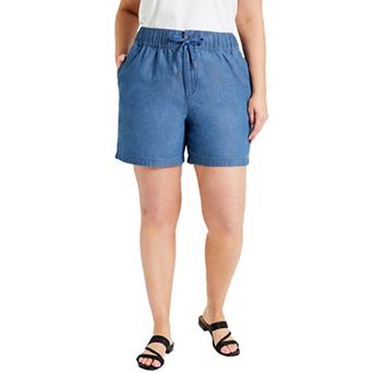 June + Vie Women's Plus Size Denim Bermuda Shorts