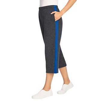Woman Within Plus Size Side-Stripe Cotton French Terry Capri