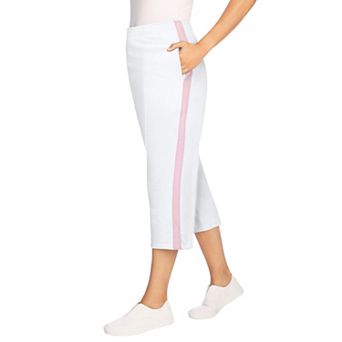 Woman Within Plus Size Side-Stripe Cotton French Terry Capri