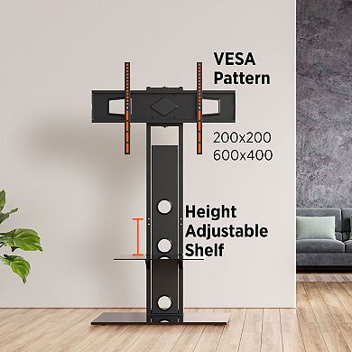 ProMounts Premium Swivel TV Stand Mount for 37”-72” Screens with Shelving, Holds up to 110 Lbs