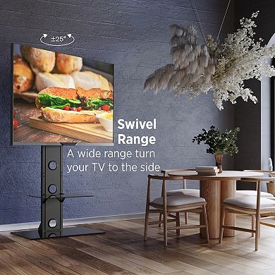 ProMounts Premium Swivel TV Stand Mount for 37”-72” Screens with Shelving, Holds up to 110 Lbs