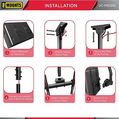 ProMounts Premium Tilt and Swivel Ceiling TV Mount for 37"-90" Screens Holds up to 88 Lbs.