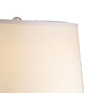 28 Inch Table Lamp Set Of 2, Empire Fabric Shade, Modern Nickel Base