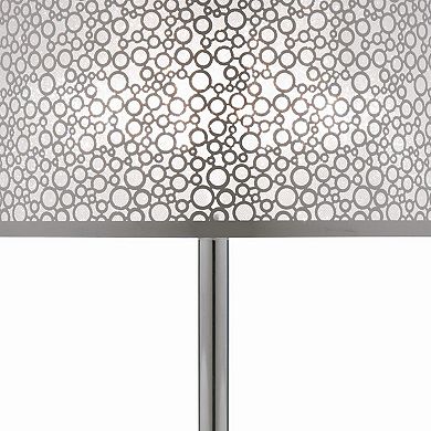 27 Inch Table Lamp With Metal And Fabric Shade, sleek Chrome Finish