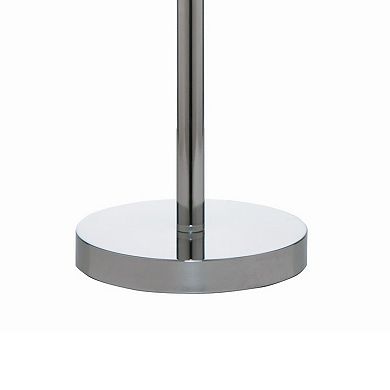 27 Inch Table Lamp With Metal And Fabric Shade, sleek Chrome Finish