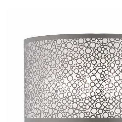 27 Inch Table Lamp With Metal And Fabric Shade, sleek Chrome Finish