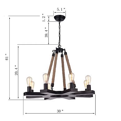 Greenville Signature 8-Light Candle Style Wagon Wheel Chandelier